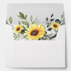 Elegant Sunflowers Eucalyptus Floral for 5x7 card Envelope