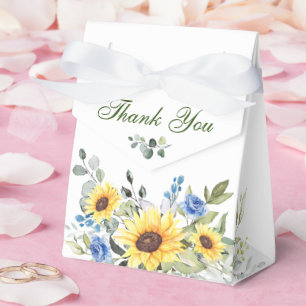 Elegant Sunflowers Eucalyptus Floral Gift Wedding Favour Box