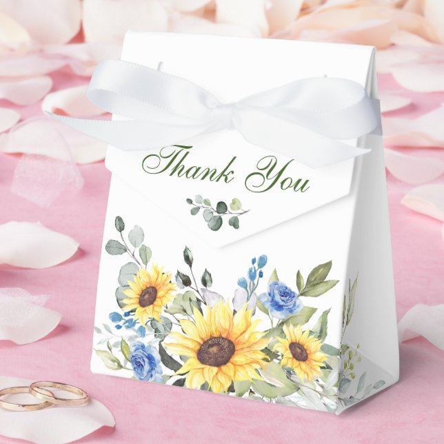 Elegant Sunflowers Eucalyptus Floral Gift Wedding Favour Box (Wedding)