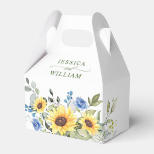 Elegant Sunflowers Eucalyptus Floral Gift Wedding Favour Box