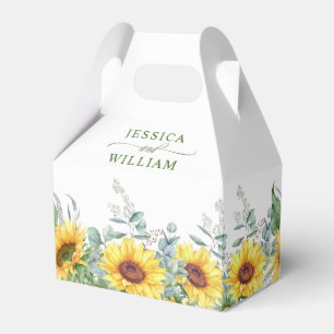 Elegant Sunflowers Eucalyptus Floral Gift Wedding Favour Box