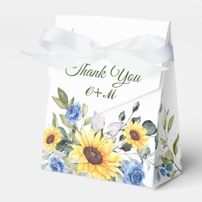 Elegant Sunflowers Eucalyptus Floral Gift Wedding Favour Box (Front Side)