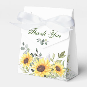 Elegant Sunflowers Eucalyptus Floral Gift Wedding Favour Box