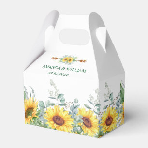 Elegant Sunflowers Eucalyptus Floral Gift Wedding Favour Box