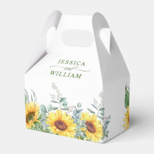 Elegant Sunflowers Eucalyptus Floral Gift Wedding Favour Box
