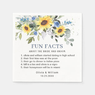 Elegant Sunflowers Eucalyptus Fun Facts Wedding Napkin
