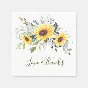 Elegant Sunflowers Eucalyptus Greenery Paper Napkin