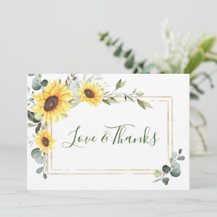 Elegant Sunflowers Eucalyptus Greenery Thank You Card