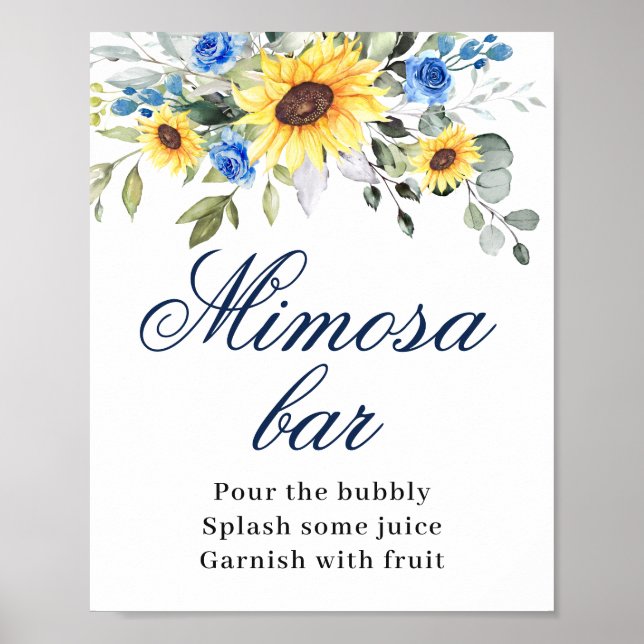 Elegant Sunflowers Eucalyptus Mimosa Bar Sign (Front)