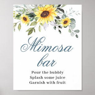 Elegant Sunflowers Eucalyptus Mimosa Bar Sign