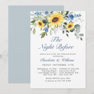 Elegant Sunflowers Eucalyptus REHEARSAL DINNER Invitation