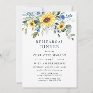 Elegant Sunflowers Eucalyptus REHEARSAL DINNER Invitation