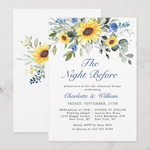Elegant Sunflowers Eucalyptus REHEARSAL DINNER Invitation