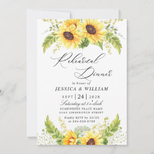 Elegant Sunflowers Eucalyptus REHEARSAL DINNER Invitation