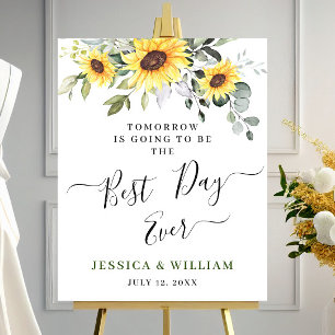 Elegant Sunflowers Eucalyptus Rehearsal Dinner Poster