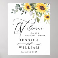 Elegant Sunflowers Eucalyptus Rehearsal Dinner
