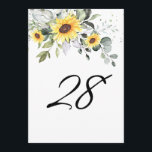 Elegant Sunflowers Eucalyptus Table Number<br><div class="desc">For further customisation,  please click the "customise further" link and use our design tool to modify this template. 
If you need help or matching items,  please contact me.</div>
