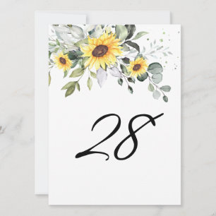 Elegant Sunflowers Eucalyptus Table Number