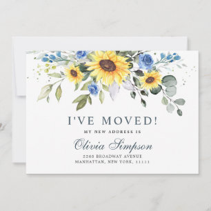 Elegant Sunflowers Eucalyptus Watercolor Moving Announcement