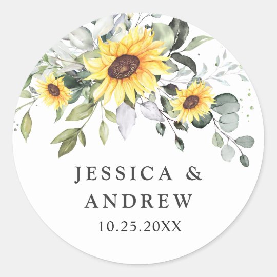 Download Elegant Sunflowers Eucalyptus Watercolor Wedding Classic ...
