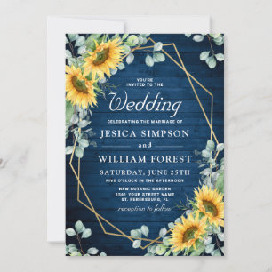 Elegant Sunflowers Eucalyptus Watercolor wedding I Invitation