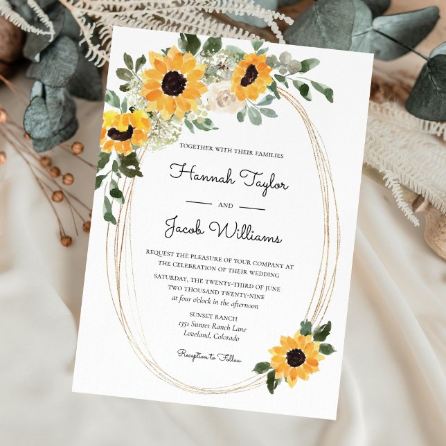 Elegant Sunflowers Eucalyptus Wedding Invitation (Creator Uploaded)
