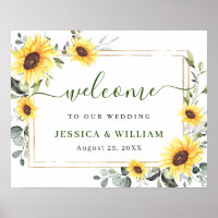 Elegant Sunflowers Eucalyptus Wedding Welcome Sign