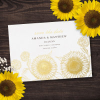 Elegant Sunflowers Fall Wedding Save The Date REAL
