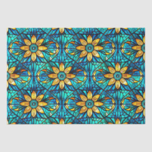 Elegant Sunflowers Faux Stained Glass Pattern Tissue Paper