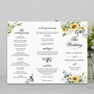 Elegant Sunflowers Floral Wedding Ceremony Program