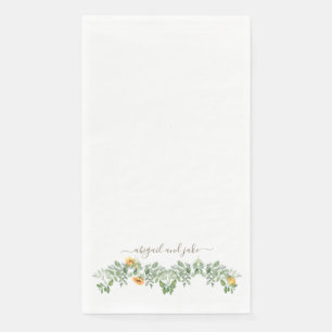 Elegant Sunflowers & Foliage Custom Wedding Napkin