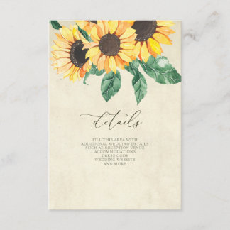 Elegant Sunflowers Garden Floral Wedding Enclosure Card