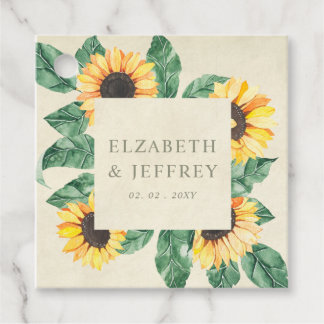 Elegant Sunflowers Garden Floral Wedding Favour Tags