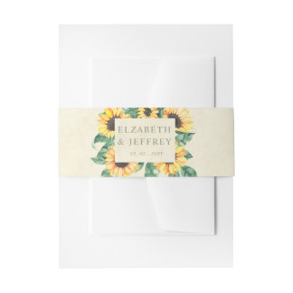 Elegant Sunflowers Garden Floral Wedding Invitation Belly Band