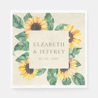 Elegant Sunflowers Garden Floral Wedding Napkin