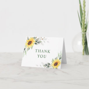 Elegant Sunflowers Greenery Floral Thank You Card