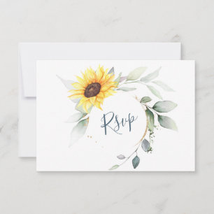 Elegant Sunflowers Greenery Floral Wedding RSVP Card