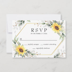 Elegant Sunflowers Greenery Floral Wedding RSVP Card