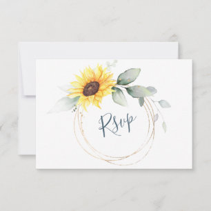 Elegant Sunflowers Greenery Floral Wedding RSVP Card