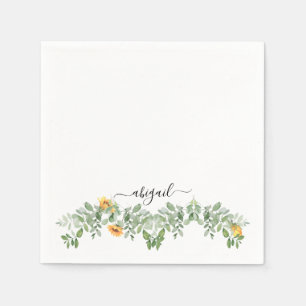 Elegant Sunflowers in Foliage Custom Shower Napkin