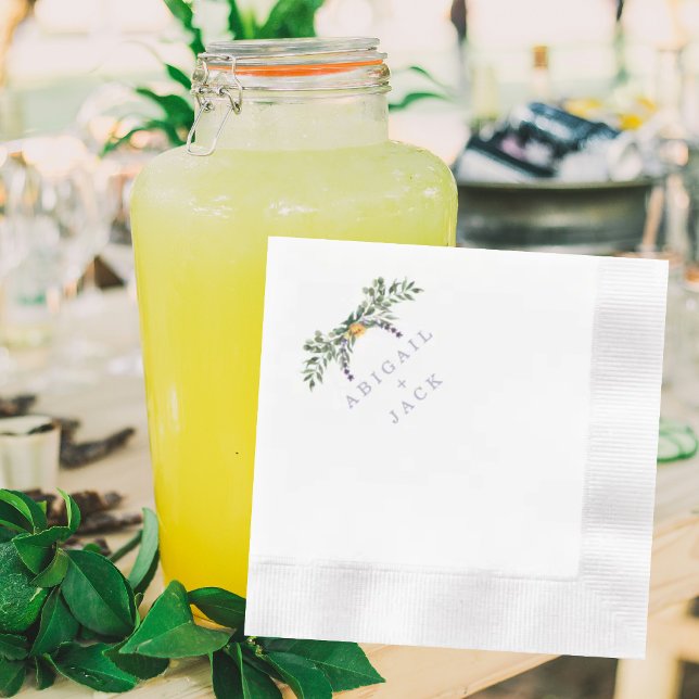 Elegant Sunflowers & Lavender Wedding Coined Napkin (Creator Uploaded)