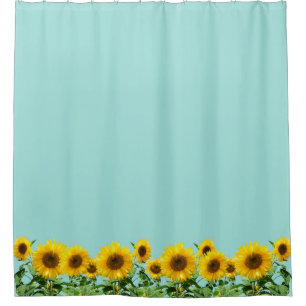 Elegant Sunflowers on Light Blue Shower Curtain
