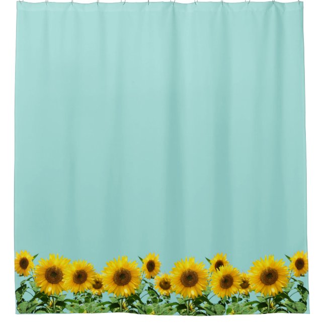 Elegant Sunflowers on Light Blue Shower Curtain (Front)