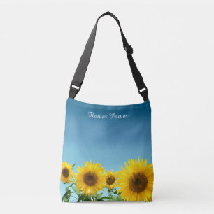 Elegant Sunflowers on Sky Blue Shades Crossbody Bag