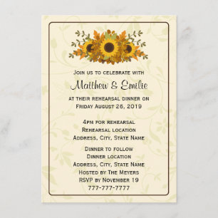 Elegant Sunflowers Rehearsal Dinner Invitation