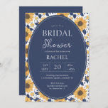 Elegant Sunflowers Rustic Bridal Shower Invitation<br><div class="desc">Rustic and elegant sunflowers in yellow against a navy blue setting bridal shower invitation. The bridal shower invitation can be customised to include your bridal shower details. The bridal shower invitation can be used for any season however it could particularly be enjoyed during the autumn or fall.</div>