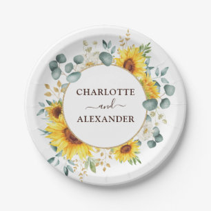 Elegant Sunflowers Summer Floral Garden Wedding Paper Plate