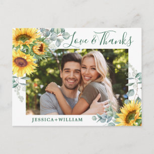 Elegant Sunflowers Wedding Floral Thank You PHOTO Postcard