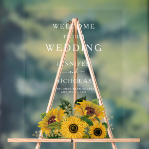 Elegant Sunflowers Wedding Welcome Acrylic Sign