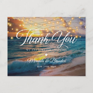 Elegant Sunset Beach Lights Summer Thank You Postcard